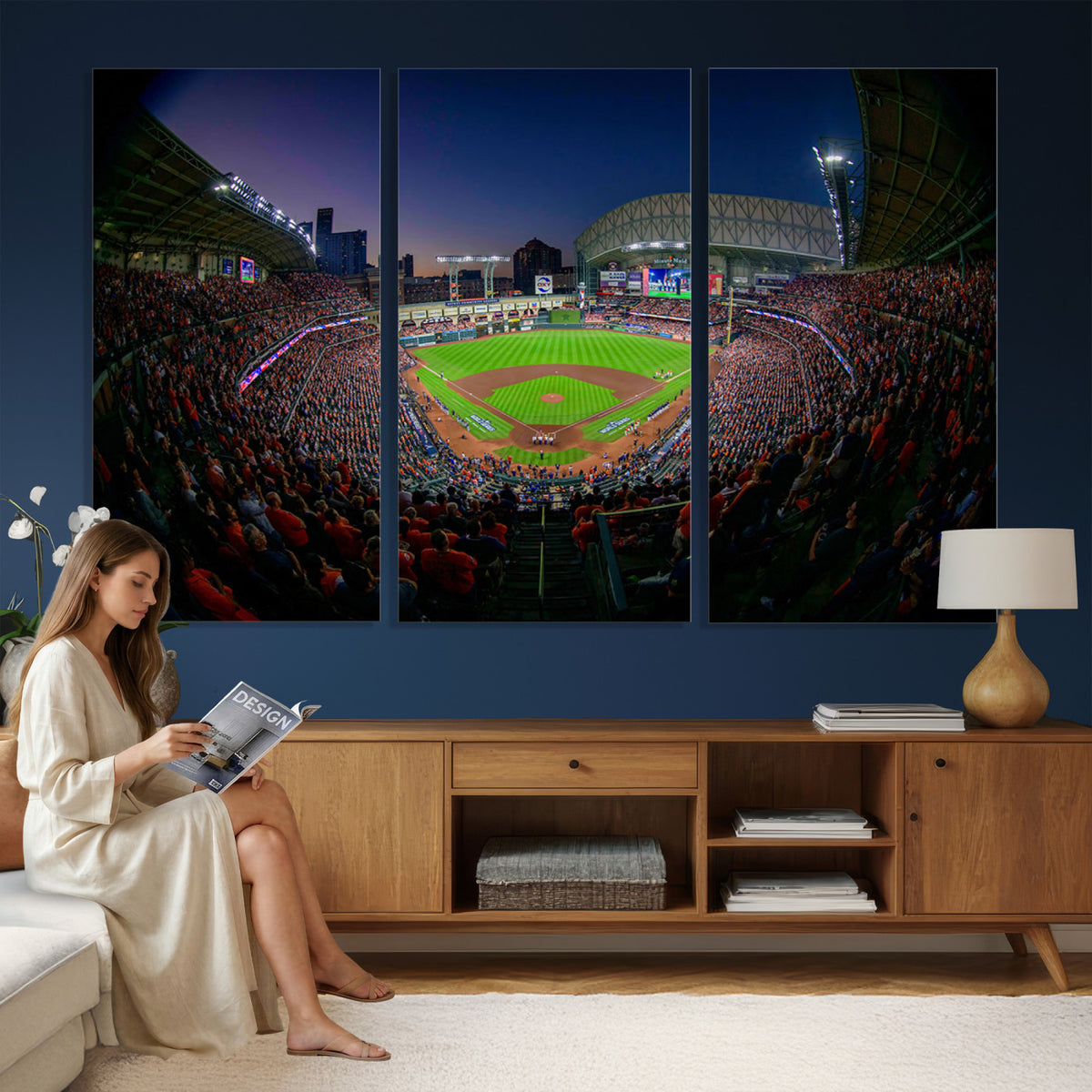 44322-MGV-CV-36X24 - Houston Astros Baseball Print Canvas, Houston Minute Maid Park Stadium Wall Art