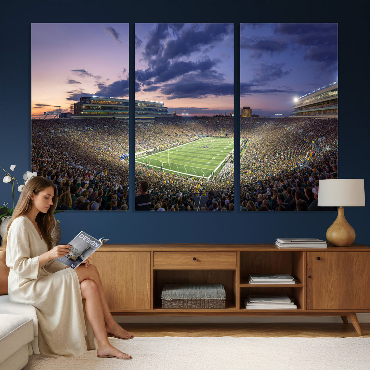 50825-MGV-CV-36X24 - Notre Dame Fighting Irish Football Team Print, Notre Dame Stadium Wall Art Canvas Print