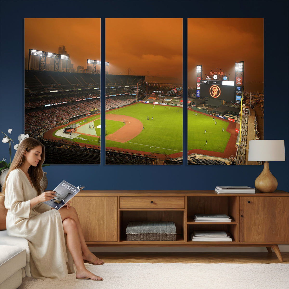 31315-MGV-CV-36X24 - San Francisco Giants Baseball Team Print, Oracle Park Stadium Wall Art Canvas Print