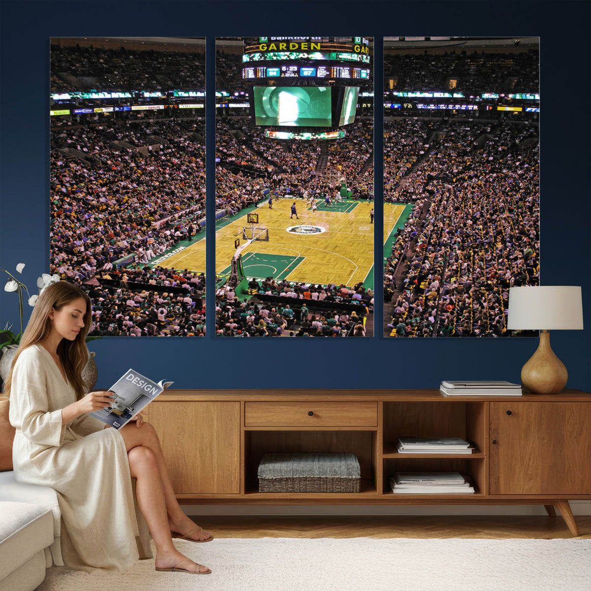 21705-MGV-CV-36X24 - TD Garden Basketball Canvas Wall Art | Boston Celtics Live Action
