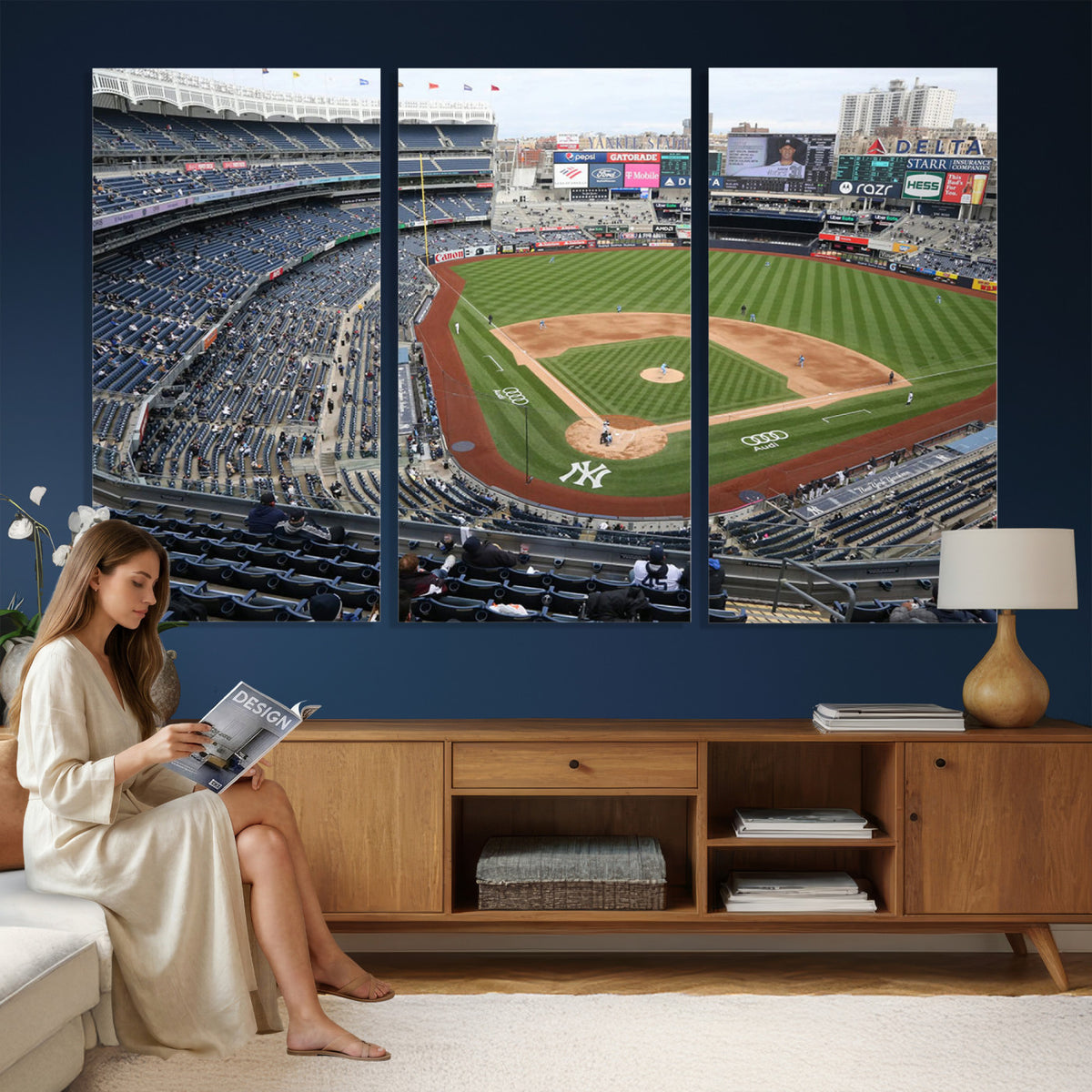 45784-MGV-CV-36X24 - New York Yankees Baseball Team Print, Yankee Stadium Wall Art Canvas Print