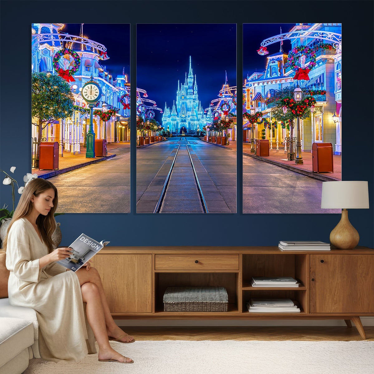 12470-MGV-CV-24X16 - Disney Wall Art | Castle Large Wall Art, Disney Magic Kingdom Print for Kids Room Decor