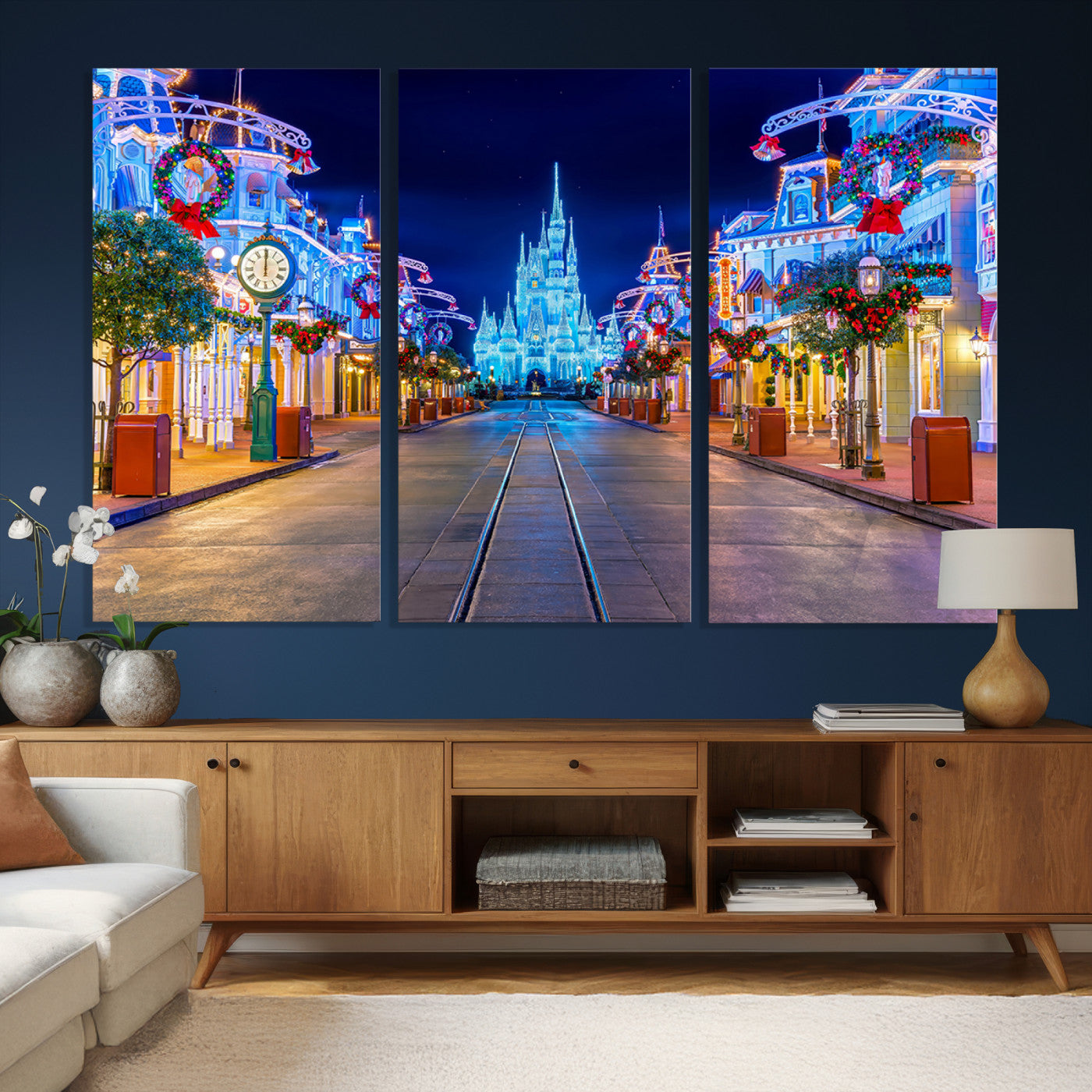 12470-MGV-CV-36X24 - Disney Wall Art | Castle Large Wall Art Disney Magic Kingdom Print for Kids Room Decoration | Disney
