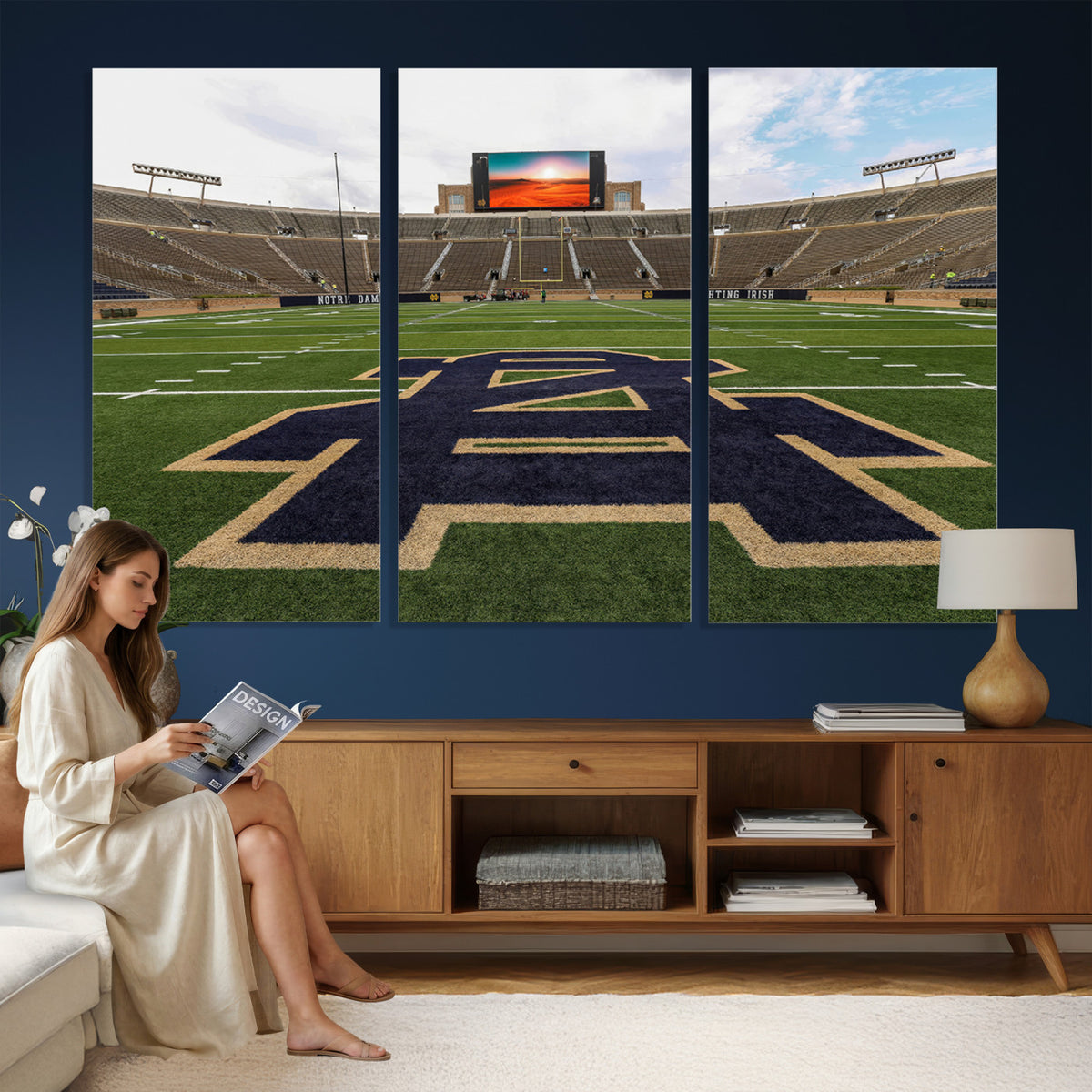 52835-MGV-CV-36X24 - Notre Dame Stadium Giclee Canvas Print | Triptych Wall Art Featuring Iconic Notre Dame Football