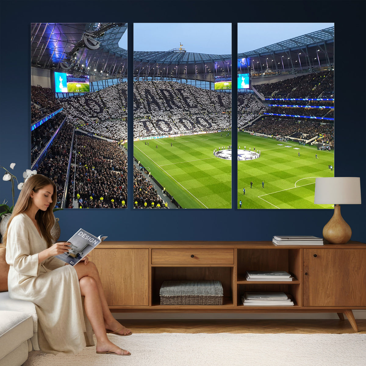 38765-MGV-CV-36X24 - Tottenham Hotspur Stadium Canvas Print, Match Day Triple Canvas Wall Art