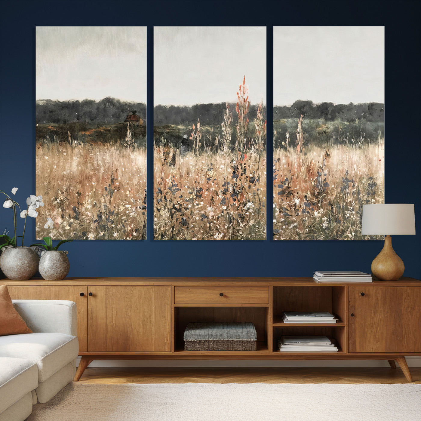 16595-MGV-CV-36X24 - Rustic Field Landscape Wall Art Print, Abstract Field Canvas Wall Art for Barn Decoration
