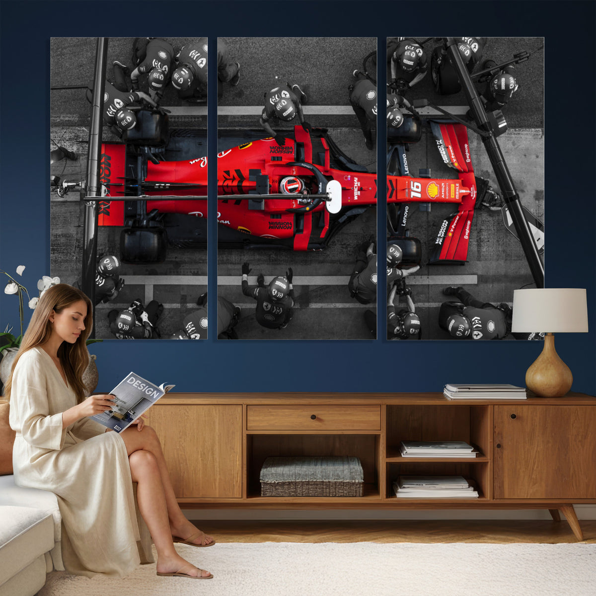 99356-MGV-CV-36X24 - Ferrari Pit Stop Canvas Wall Art | Precision and Speed