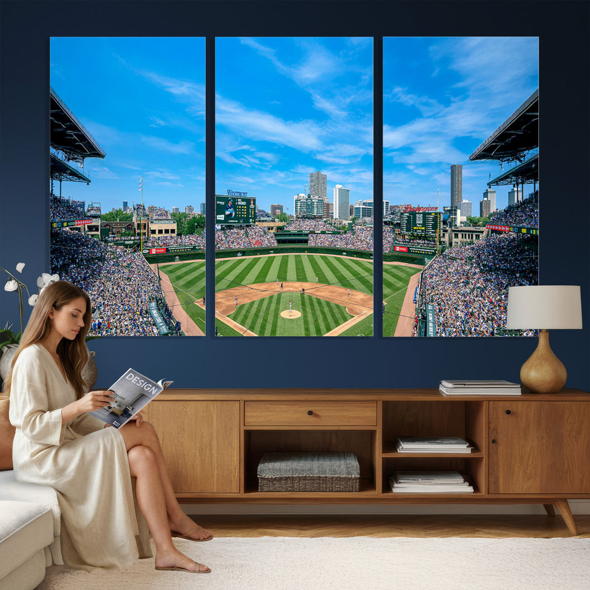32373-MGV-CV-36X24 - Wrigley Field Chicago Cubs Panoramic Art Multi-Piece Canvas