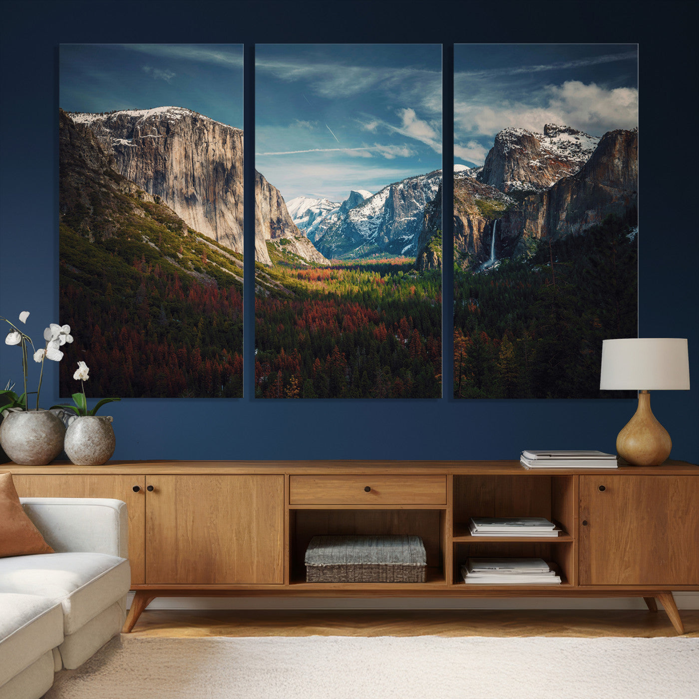 15244033-MGV-CV-36X24 - Yosemite National Park Wall Art – Framed Mountain Landscape El Capitan Canvas Print Scenic Decor for Home, Office Decor