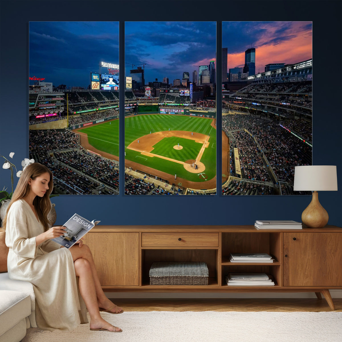68222753-MGV-CV-36X24 - Target Field Wall Art Canvas Print, Baseball Stadium Scene