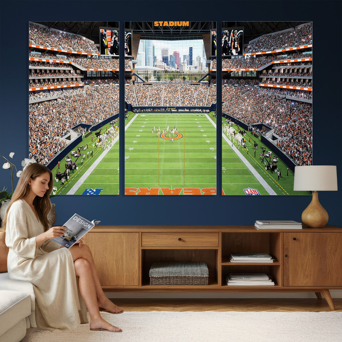 76935553-PAN-FL-20X10 - Chicago Bears Soldiers Field Wall Art Canvas Print, Home Office Wall Decor