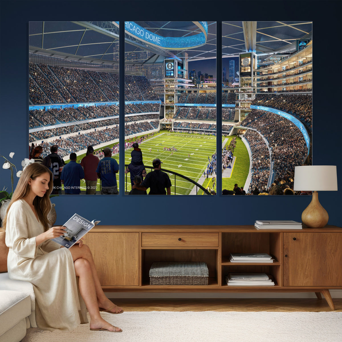 41816511-MGV-CV-36X24 - Chicago Dome Stadium Wall Art Canvas Print, Framed Modern Decor
