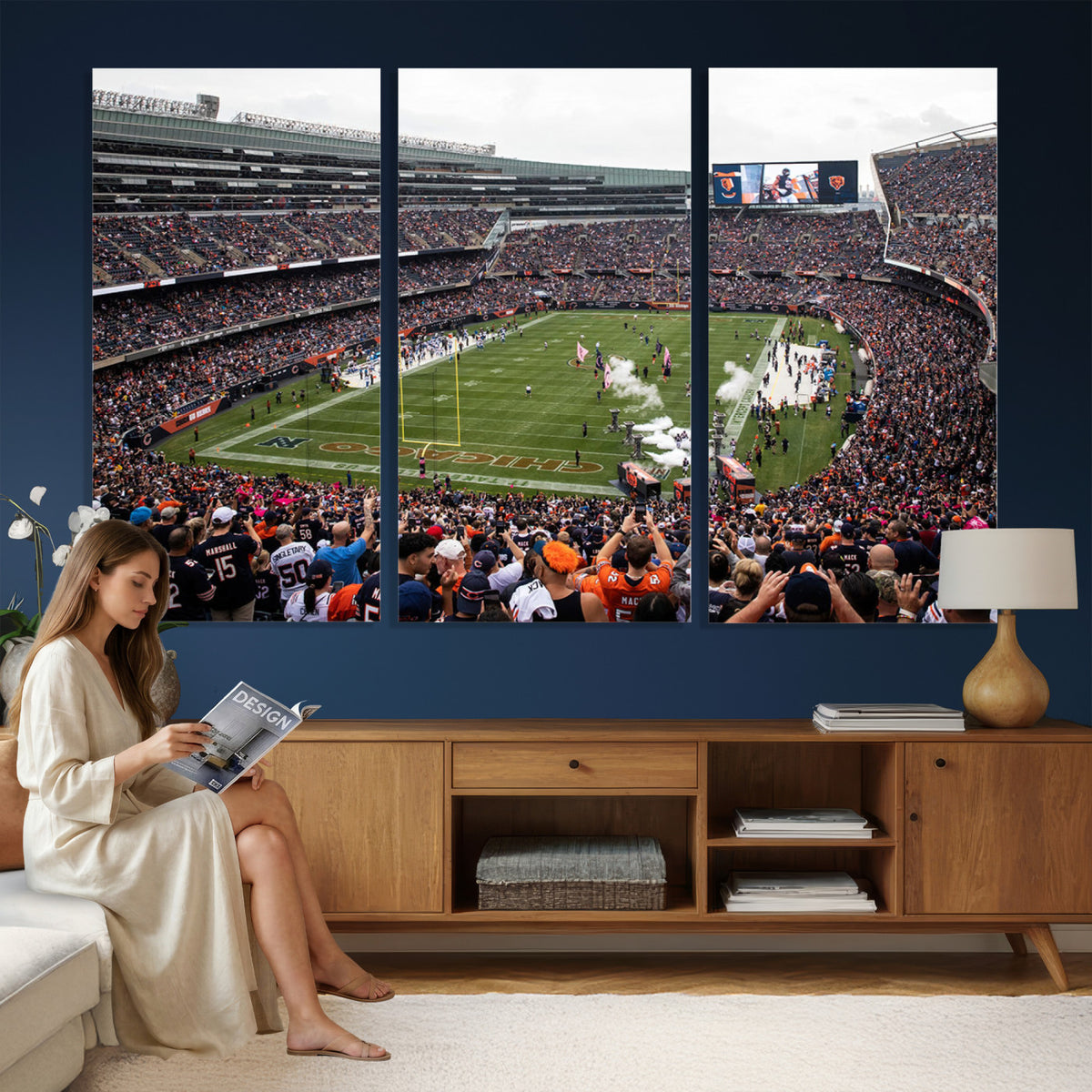 18347149-MGV-CV-36X24 - Chicago Bears Soldier Field Wall Art Canvas Print – Framed Football Stadium Artwork Team Spirit for home, office