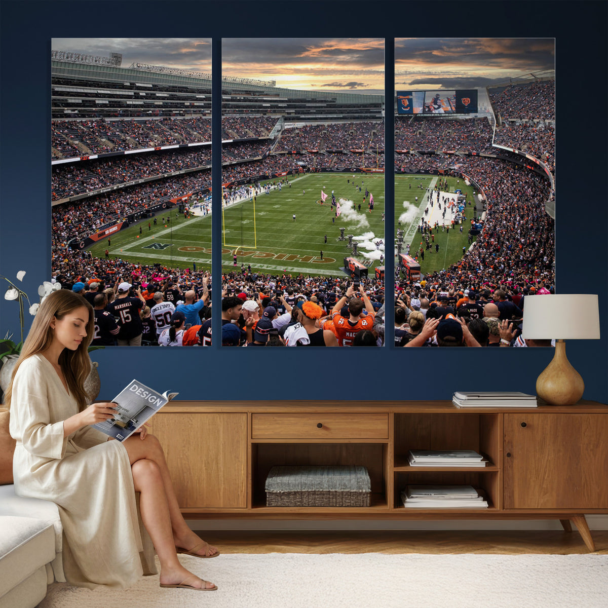 87578930-PAN-FL-20X10 - Chicago Bears Soldiers Field Wall Art Canvas Print, Home Bar Wall Decor