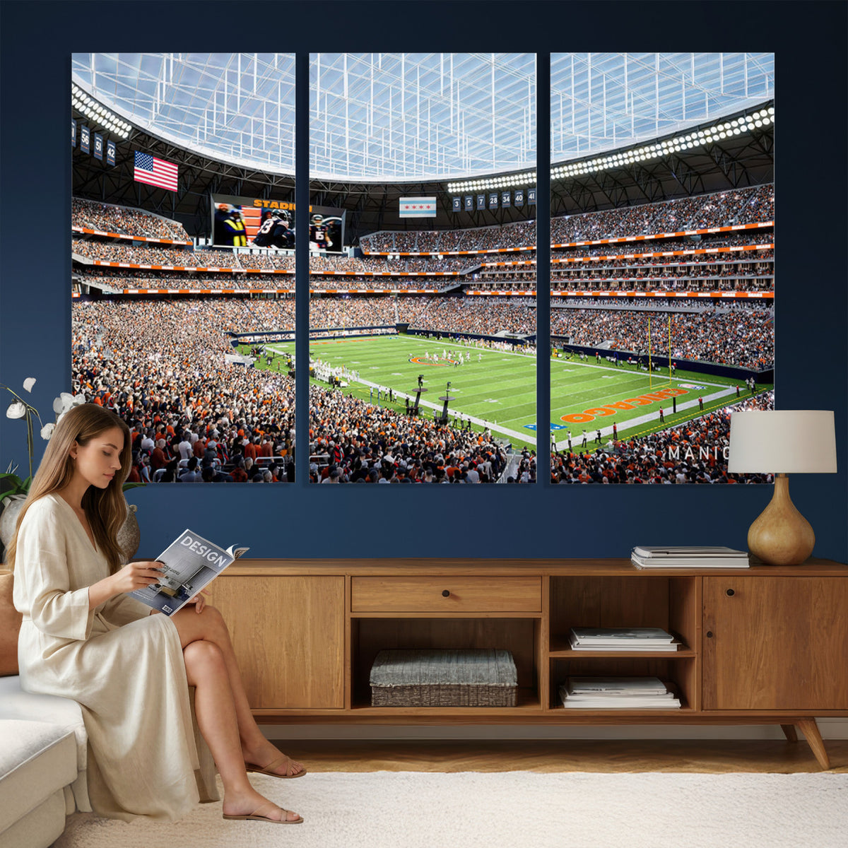 32530647-PAN-FL-20X10 - Chicago Bears Soldiers Field Wall Art Canvas Print, Framed and Ready to Hang