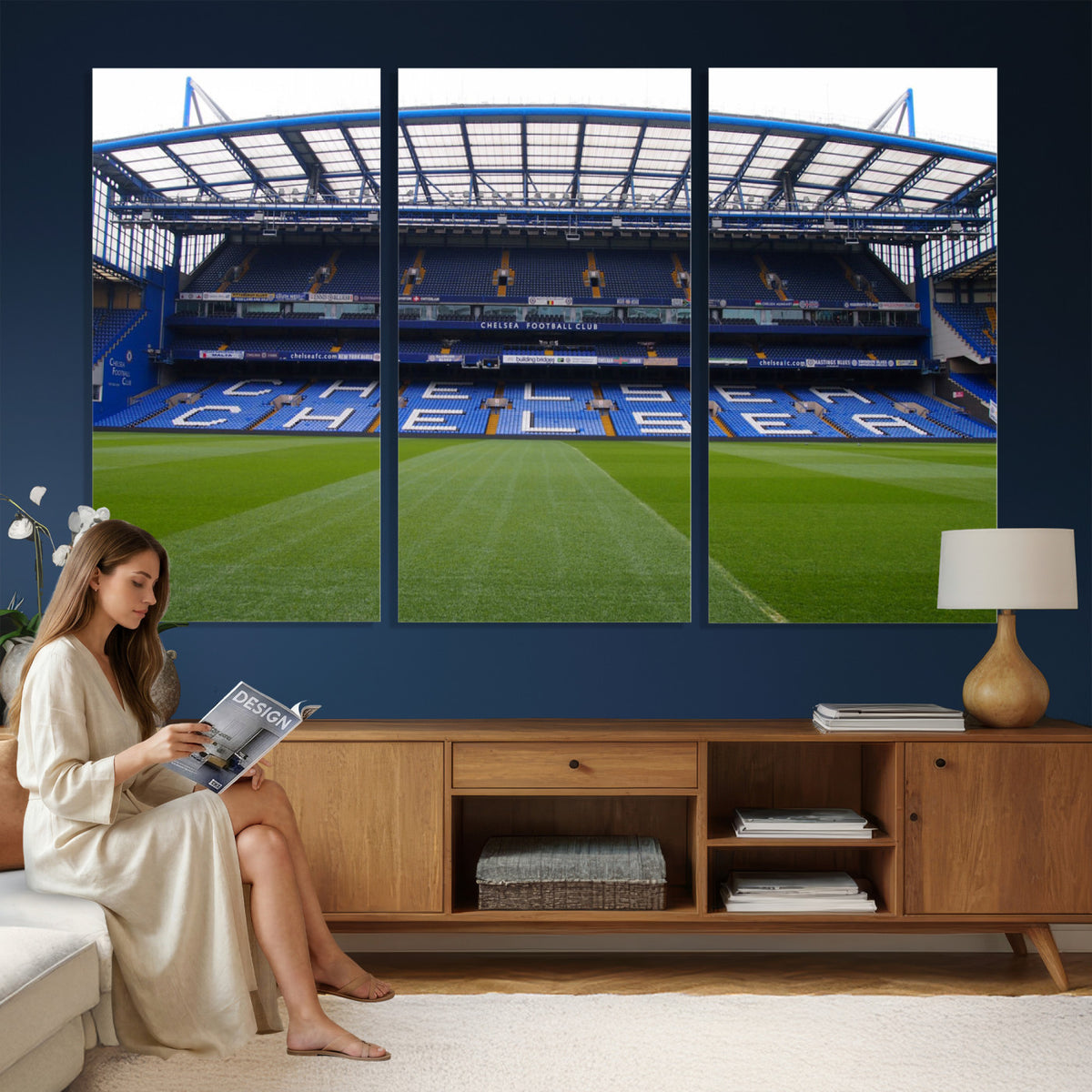 38616413CHELSA-MGV-CV-36X24 - Stamford Bridge Chelsea Football Stadium Canvas Wall Art