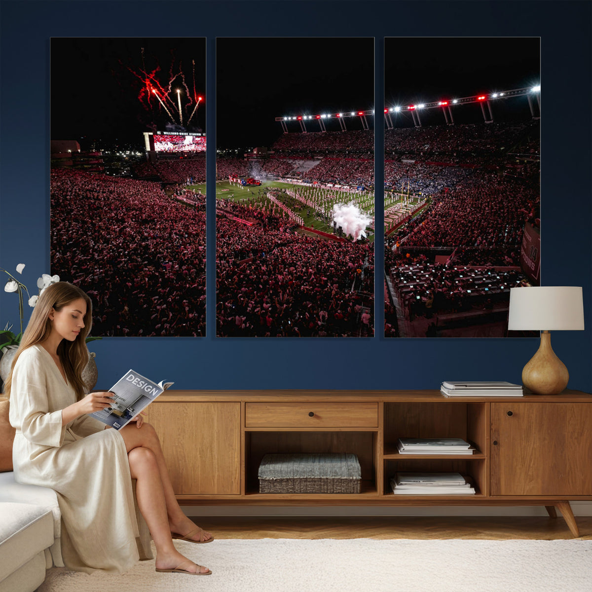60690191-MGV-CV-36X24 - William Brice Stadium Wall Art Print, Baseball Game Room