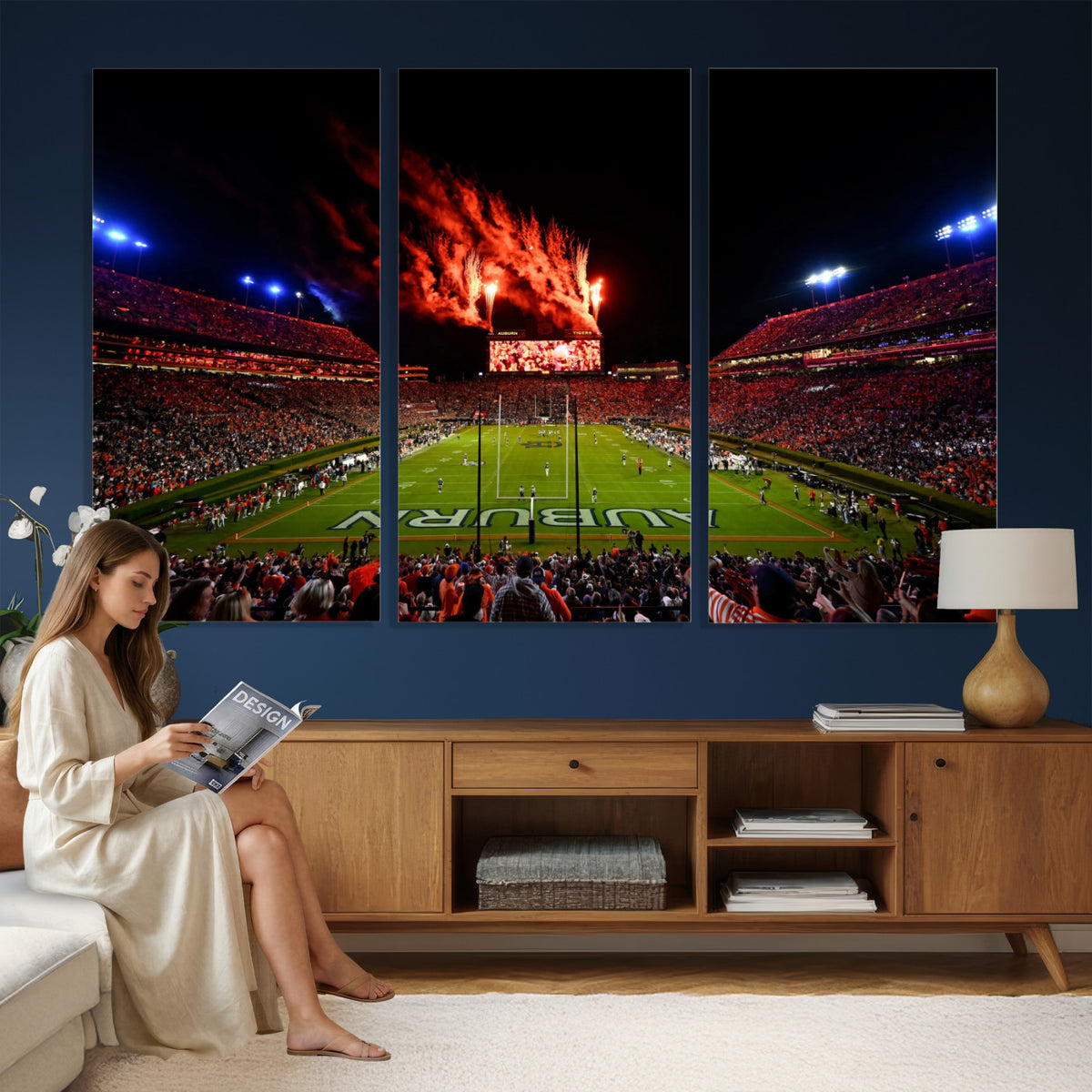 59046876-MGV-CV-36X24 - Jordan-Hare Football Stadium Wall Art Canvas Print, Football Stadium Aerial View