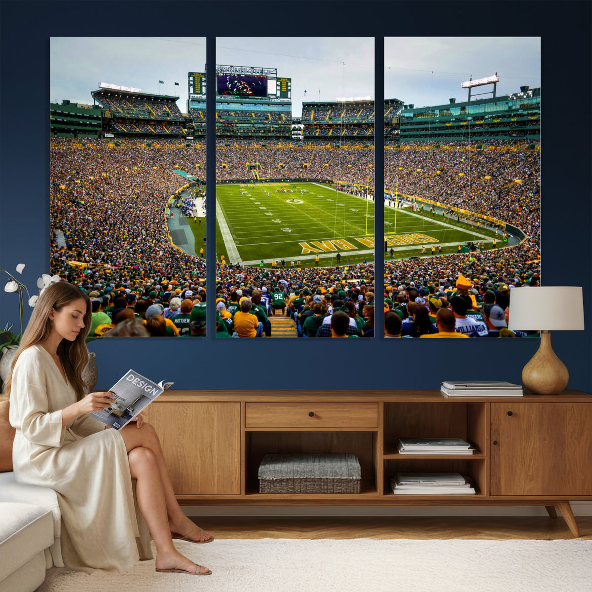 GBP101-MGV-CV-36X24 - Green Bay Packers Lambeau Field Stadium Wall Art Canvas Print