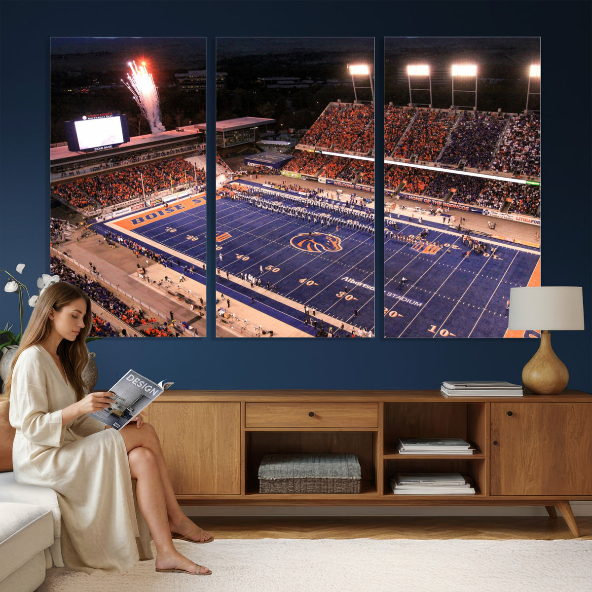 BS1001S-MGV-CV-36X24 - Boise State Broncos Albertsons Stadium Wall Art Canvas Print