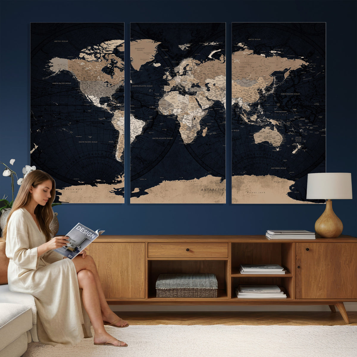 25812727-MGV-CV-36X24 - Grunge Wall Art World Map Canvas Print