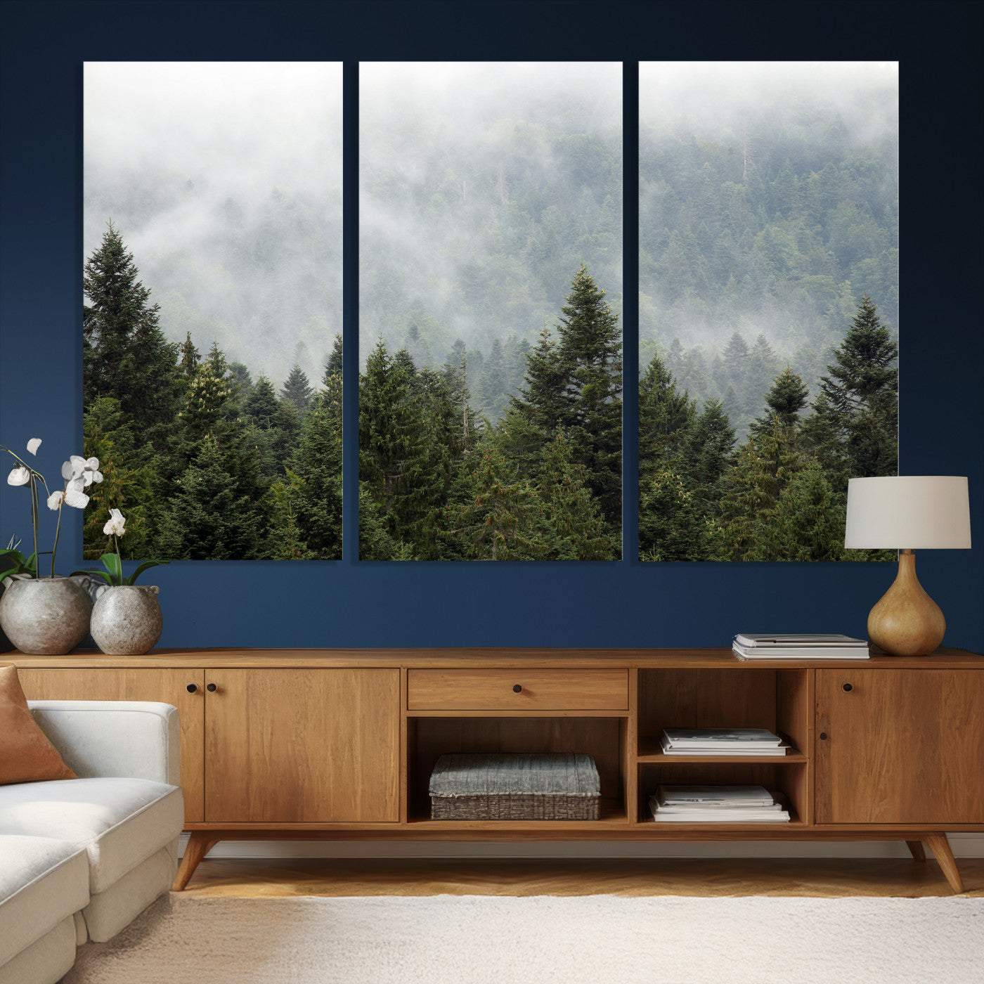 37010054-MGV-CV-36X24 - Misty Mountain Forest Wall Art Canvas Print