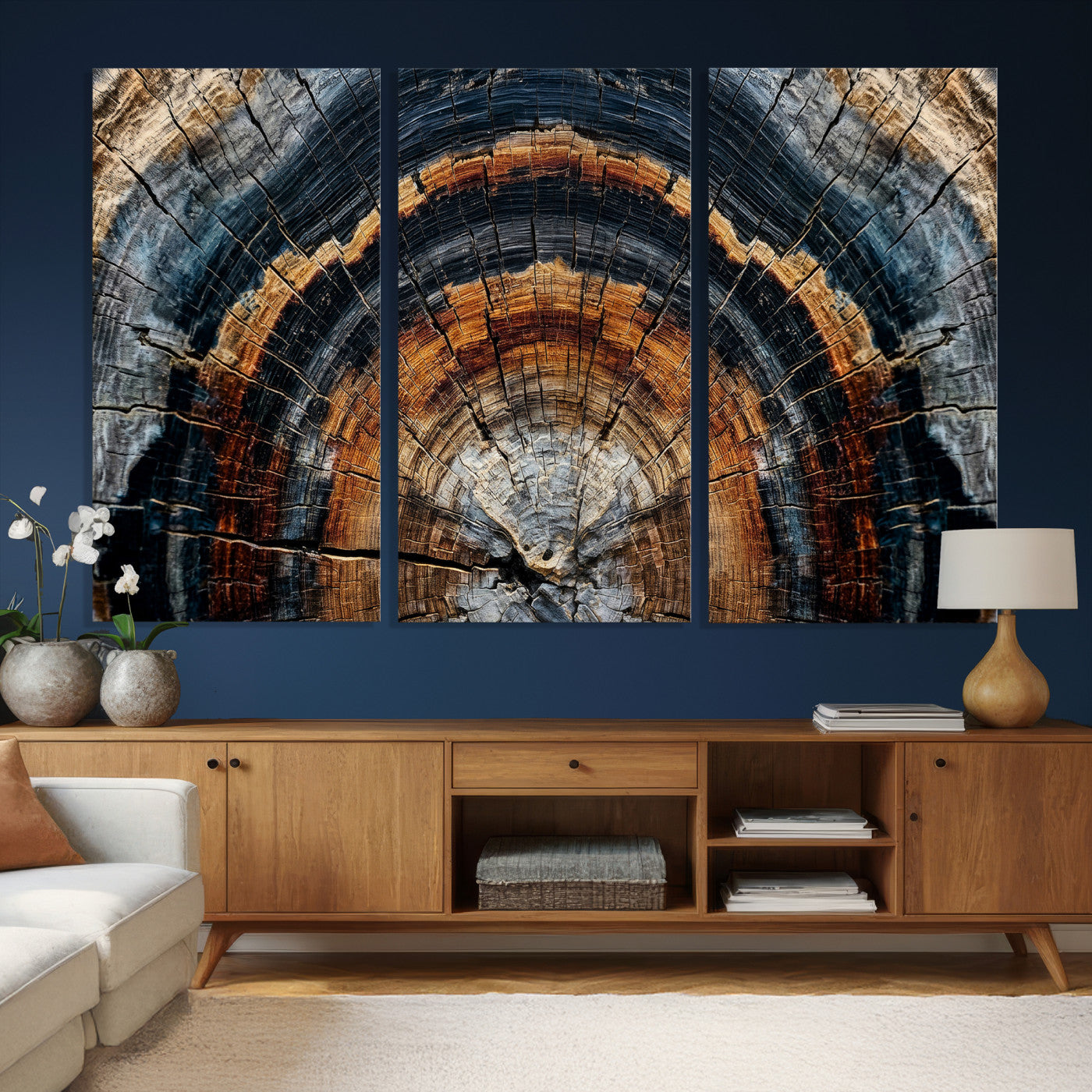 92693966A-MGV-CV-36X24 - Abstract Wood Grain Canvas Print, Tree Ring Pattern Wall Art, Framed Canvas Ready to Hang