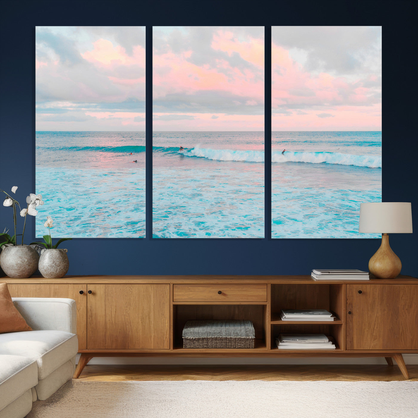 73216461-MGV-CV-36X24 - Ocean Wave Wall Art Canvas Print, Pastel Surf Seascape Photography, Coastal Beach Wall Decor