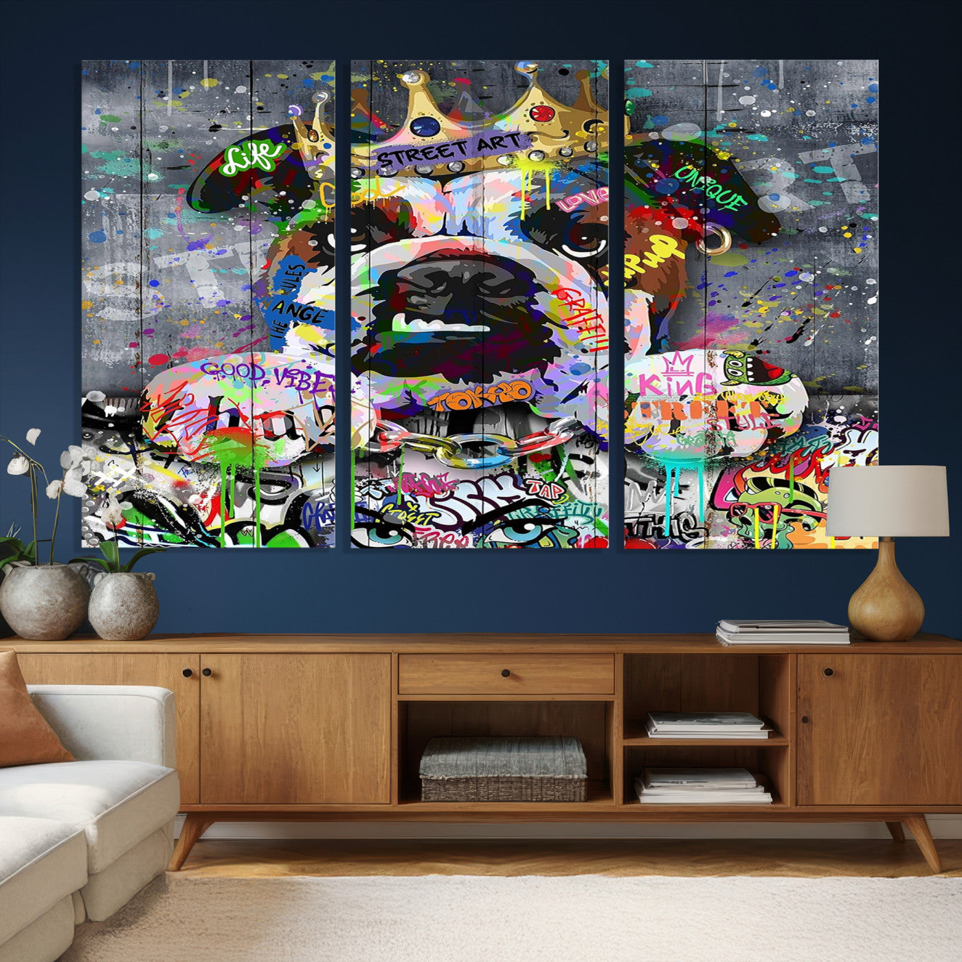 45209731-MGV-CV-36X24 - Dog Wall Decor for Teen Bedroom Decor - Graffiti Animal Canvas Wall Art for Teen Room Decor - Abstract Wall Painting Ready to Hang