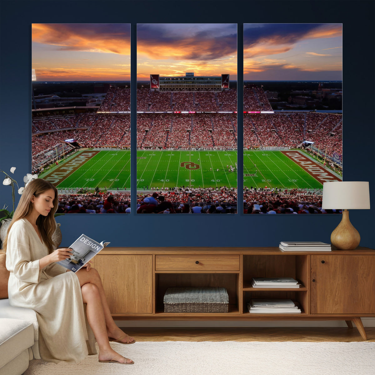 51457497-MGV-CV-36X24 - Oklahoma Sooners Stadium Wall Art Canvas Print, College Football Decor