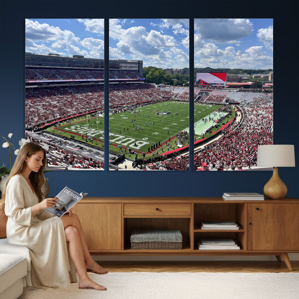 10665453-MGV-CV-36X24 - Georgia Bulldogs Stadium Wall Art Canvas Print, Sanford, Framed and Ready to Hang