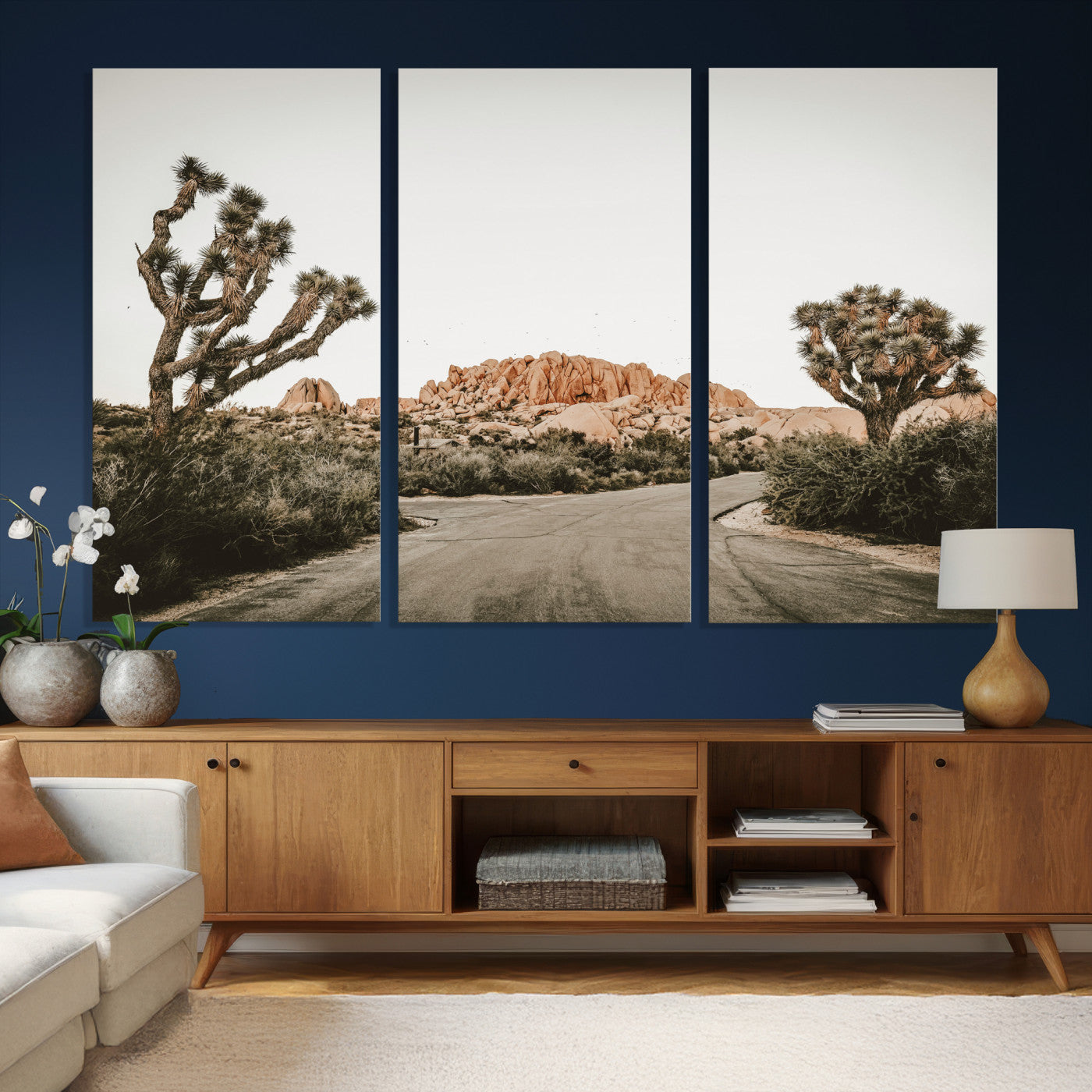 97248544-MGV-CV-36X24 - Joshua Tree Desert Wall Art Canvas Print, Minimal Southwestern Landscape Nature Wall Decor for Modern and Boho Interiors