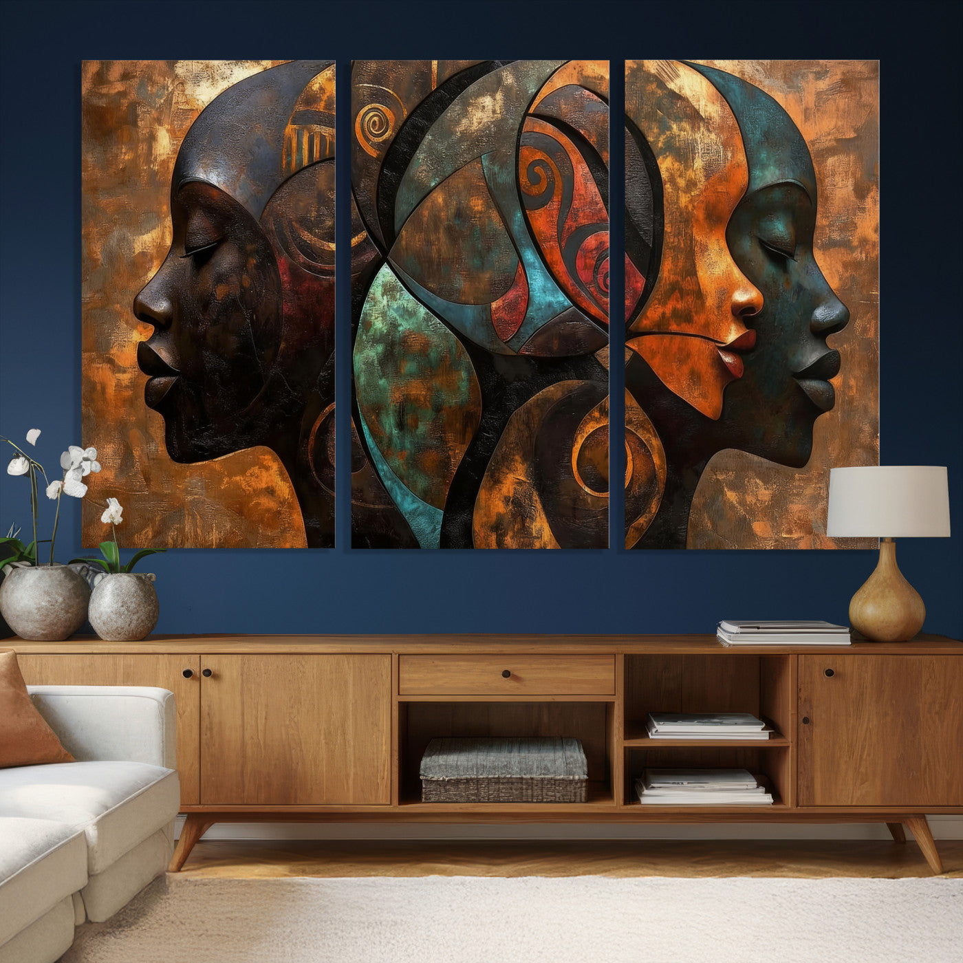 81517886-MGV-CV-36X24 - Abstract Afro American Women Wall Art Canvas Print