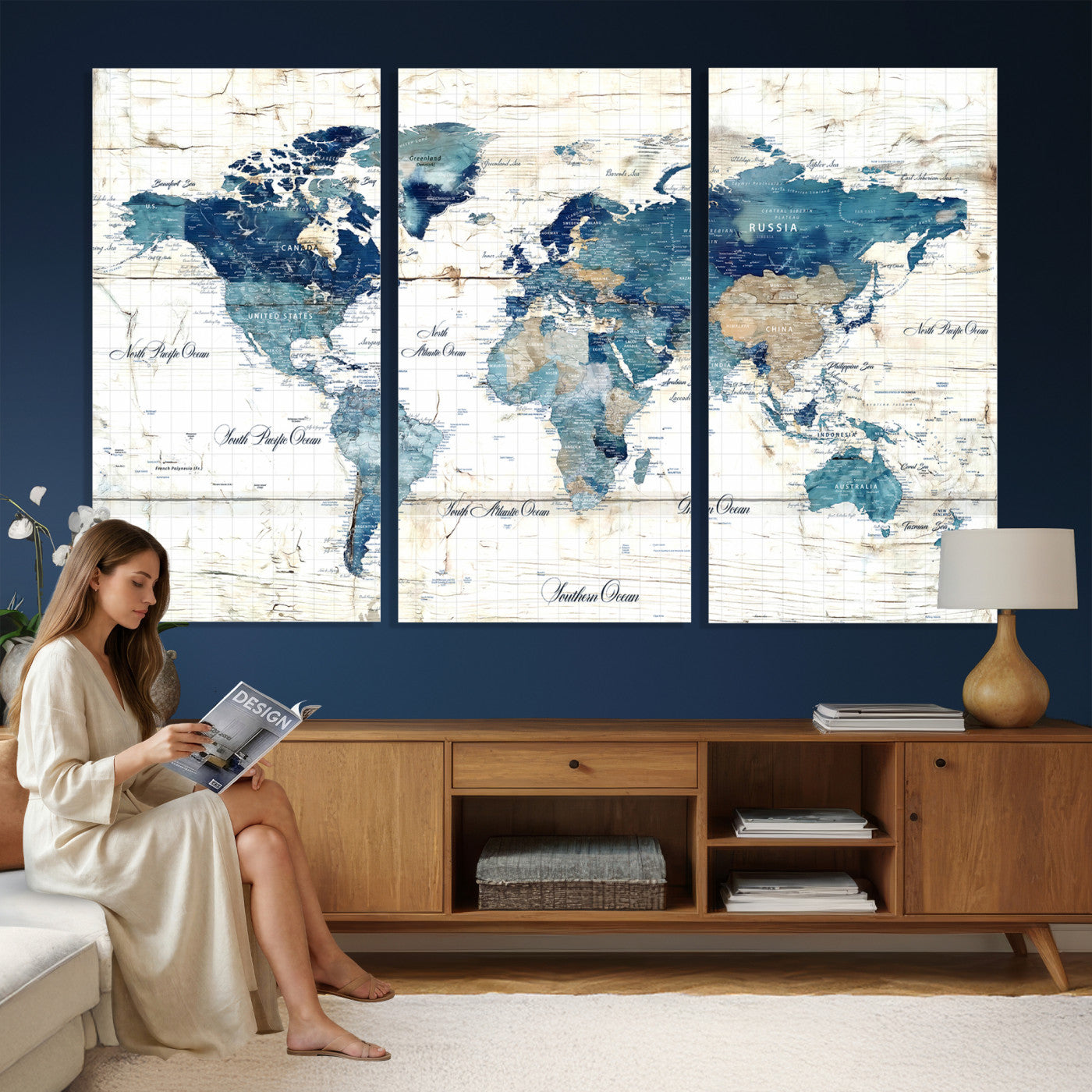 86799232-MGV-CV-36X24 - Watercolor World Map Canvas Wall Art Print – Abstract Colorful Travel Wall Decor