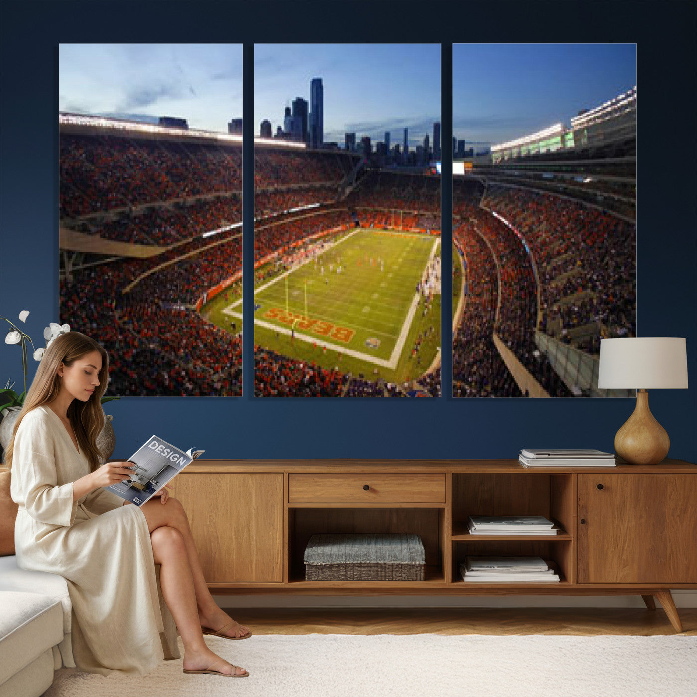 50691720-MGV-CV-36X24 - Chicago Bears Soldier Field Canvas Wall Art, NFL Stadium Panorama Print, Football Arena Photography for Sports Fans