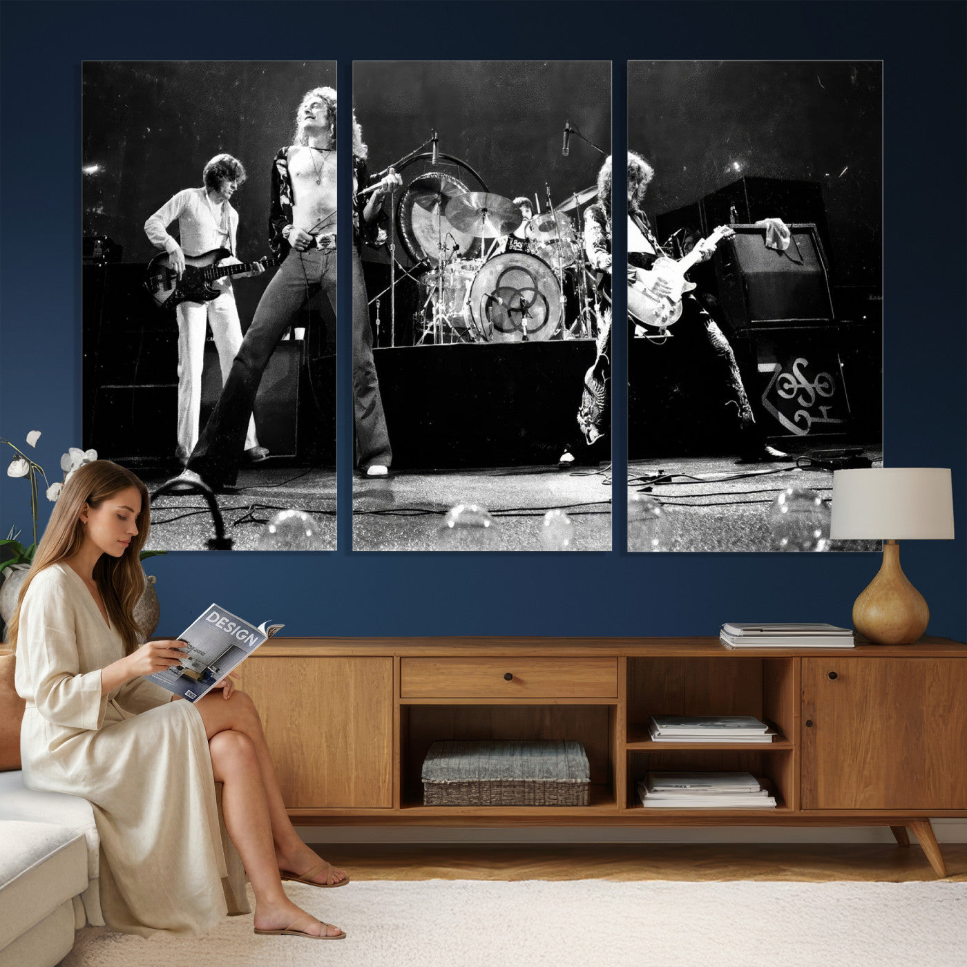87313532-MGV-CV-36X24 - ed Zeppelin Live Concert Canvas Wall Art, Classic Rock Band Photography Print, Vintage Music Stage Performance Artwork