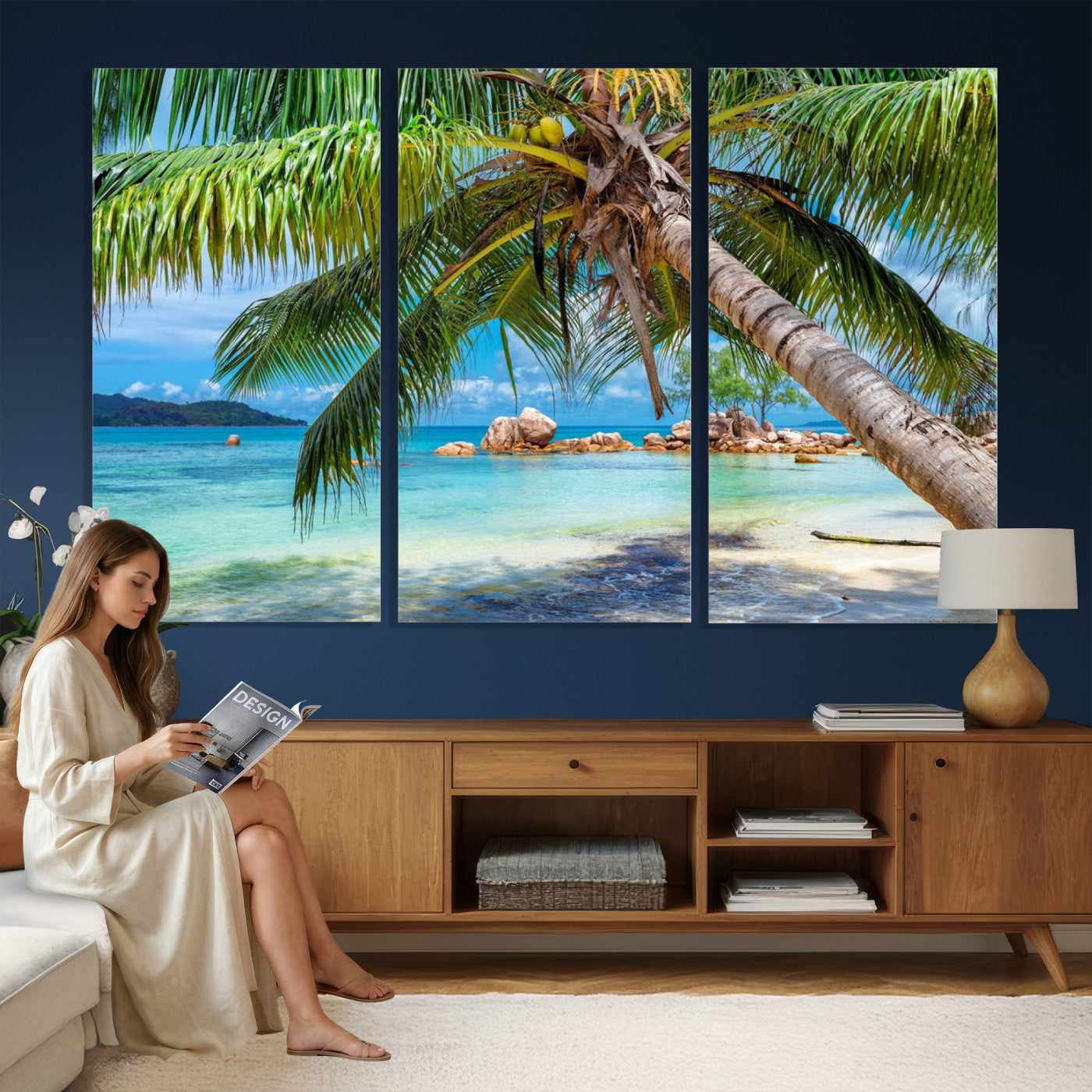 86824715-MGV-CV-36X24 - Seychelles Beach Canvas Wall Art - Anse Volbert Praslin Island Print