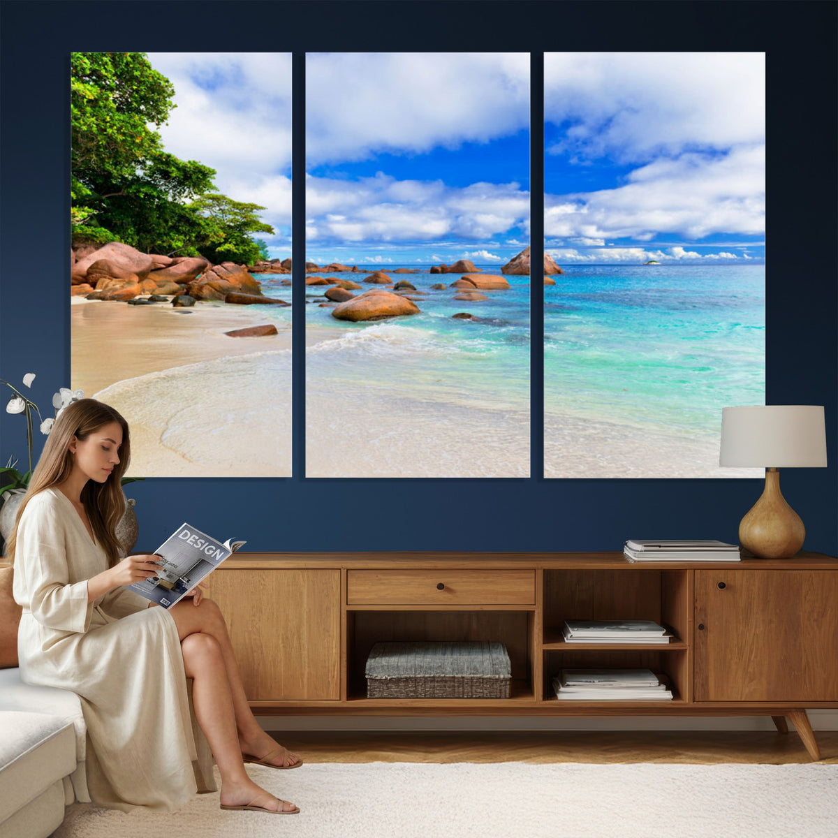 81980382-MGV-CV-36X24 - Seychelles Beach Canvas Wall Art - Anse Intendance Turquoise Ocean Print