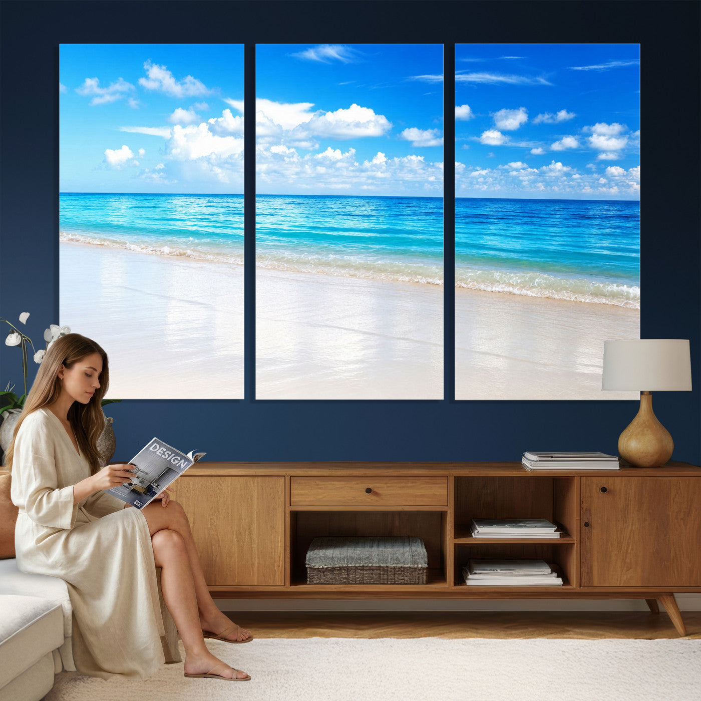 67491909-MGV-CV-36X24 - Tropical Beach Ocean Wall Art Canvas Print for Home Decor