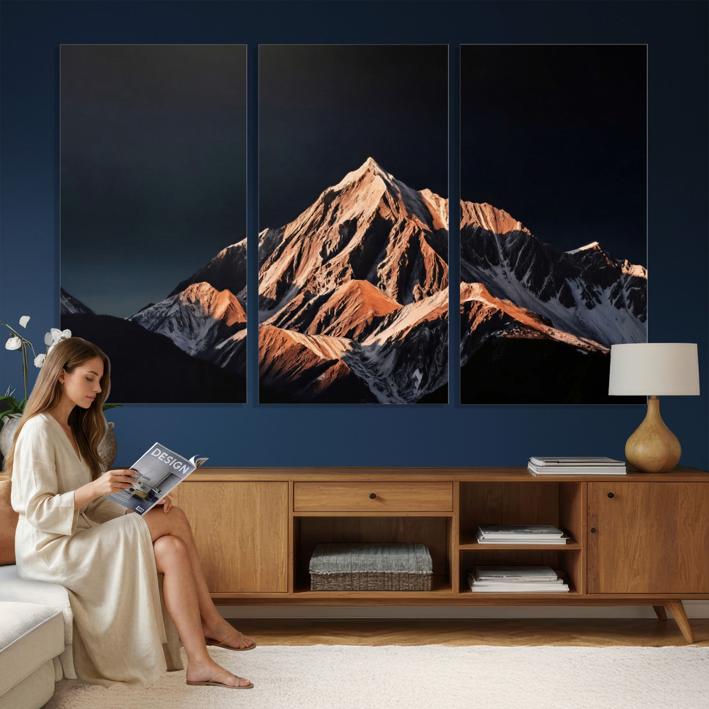 10196184-MGV-CV-36X24 - Snow Mountain Wall Art Canvas Print for Living Room Decor