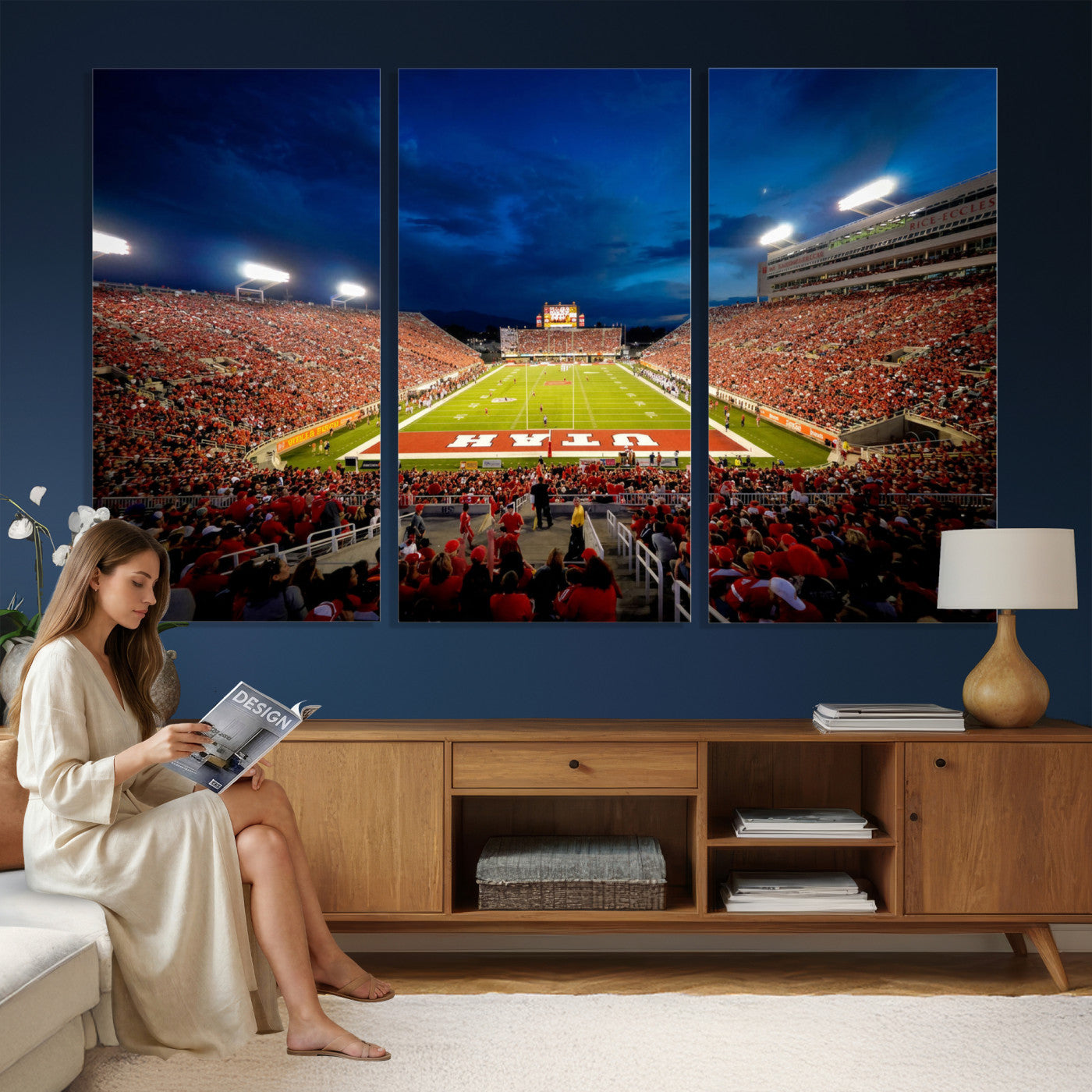 74019251-MGV-CV-36X24 - Rice-Eccles Stadium Wall Art Canvas Print - Utah Salt Lake City Stadium Print