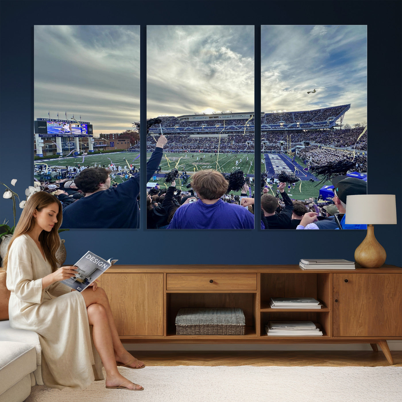 400867JMU-MGV-CV-36X24 - JMU Stadium Wall Art Canvas Print for Game Room Decor - James Madison University Stadium