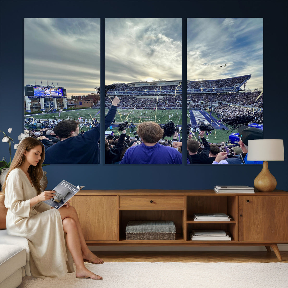 400867JMU-MGV-CV-36X24 - JMU Stadium Wall Art Canvas Print for Game Room Decor - James Madison University Stadium