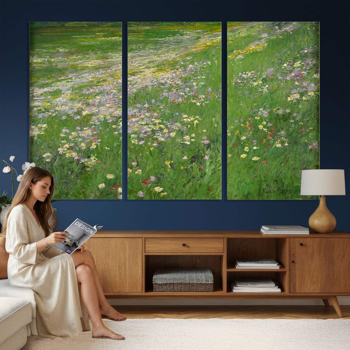 63535040-MGV-CV-36X24 - Alexander Koester Flower Meadow Canvas Wall Art, Vintage Landscape Print