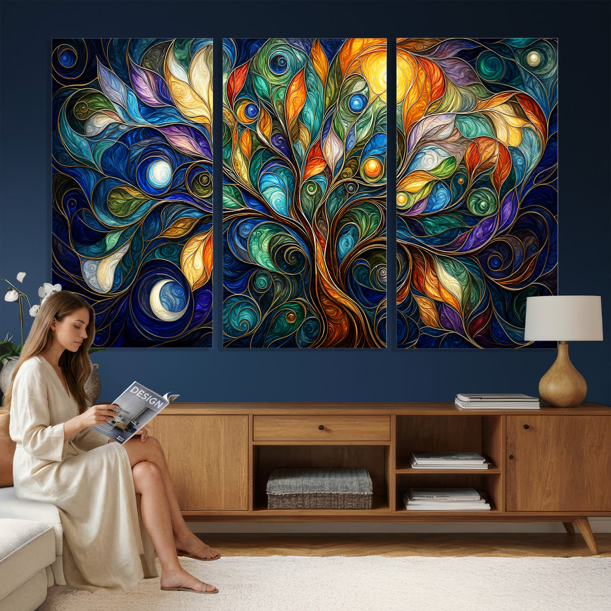 60127105-MGV-CV-36X24 - Psychedelic Tree Of Life Wall Art - Vibrant Swirl Cosmic Nature Decor
