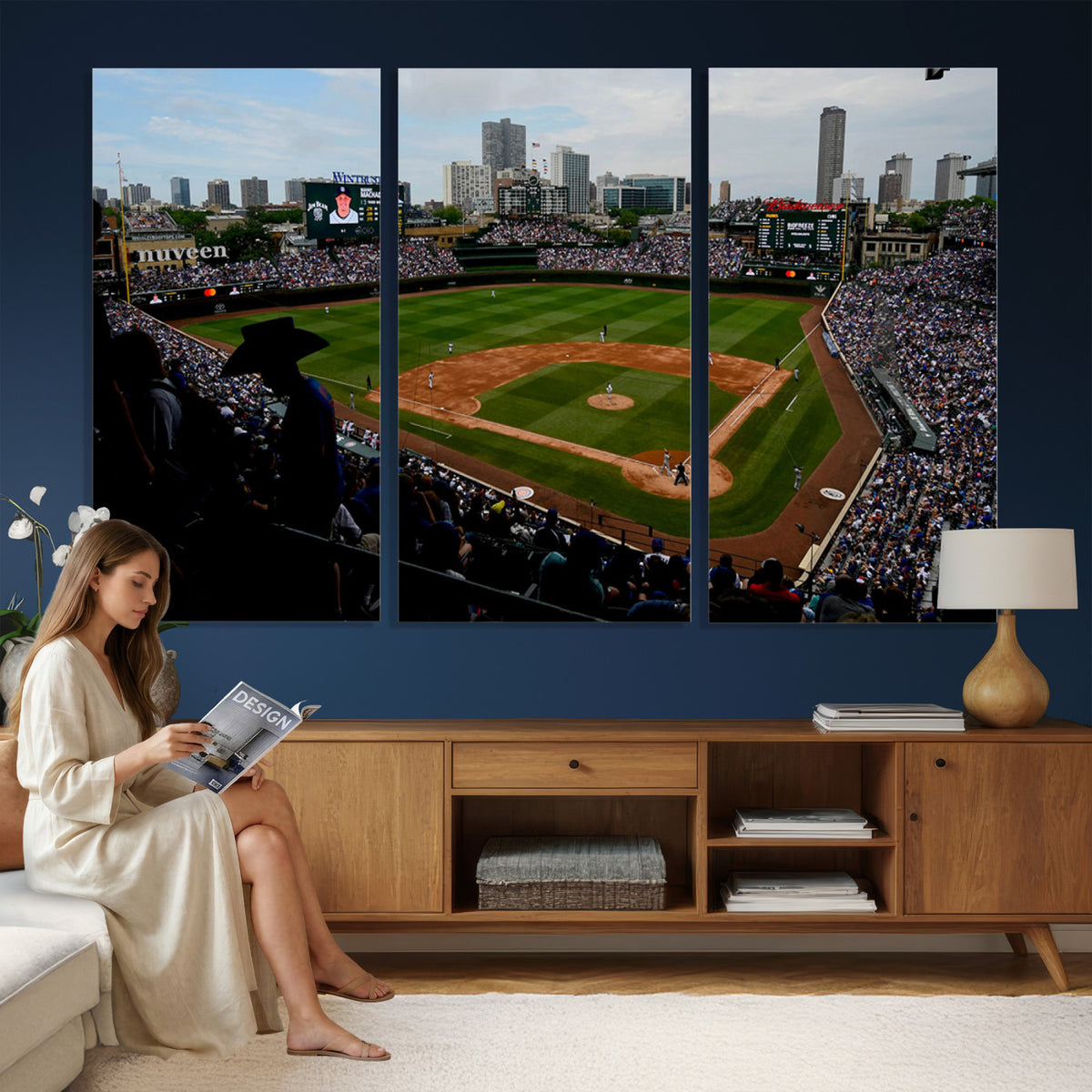 34859D-MGV-CV-36X24 - Chicago Cubs Baseball Team Print - Wrigley Field Stadium