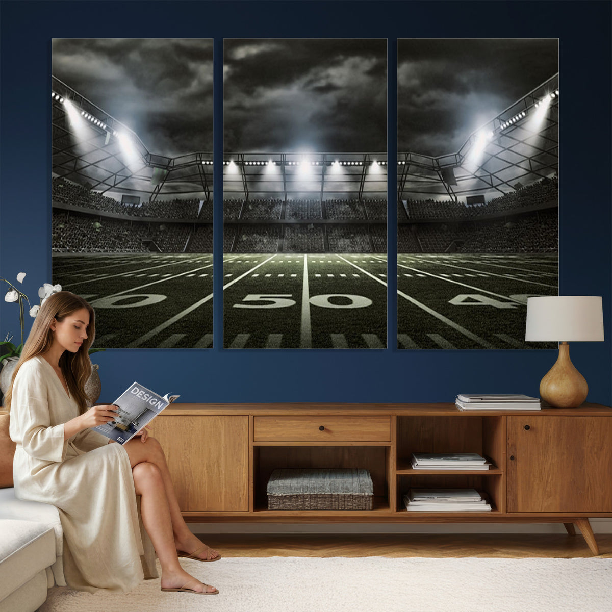 90107-MGV-CV-36X24 - American Football Stadium Wall Art Canvas Print, Stadium Sport Wall Art Print