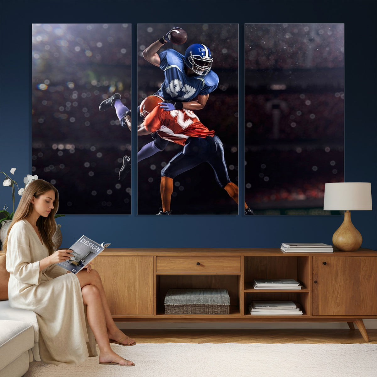 76491-MGV-CV-36X24 - American Football Wall Art Canvas Print, Stadium Sport Wall Art Print
