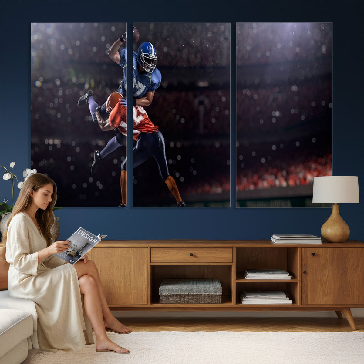 68009-MGV-CV-36X24 - American Football Wall Art Canvas Print, Stadium Sport Wall Art Print