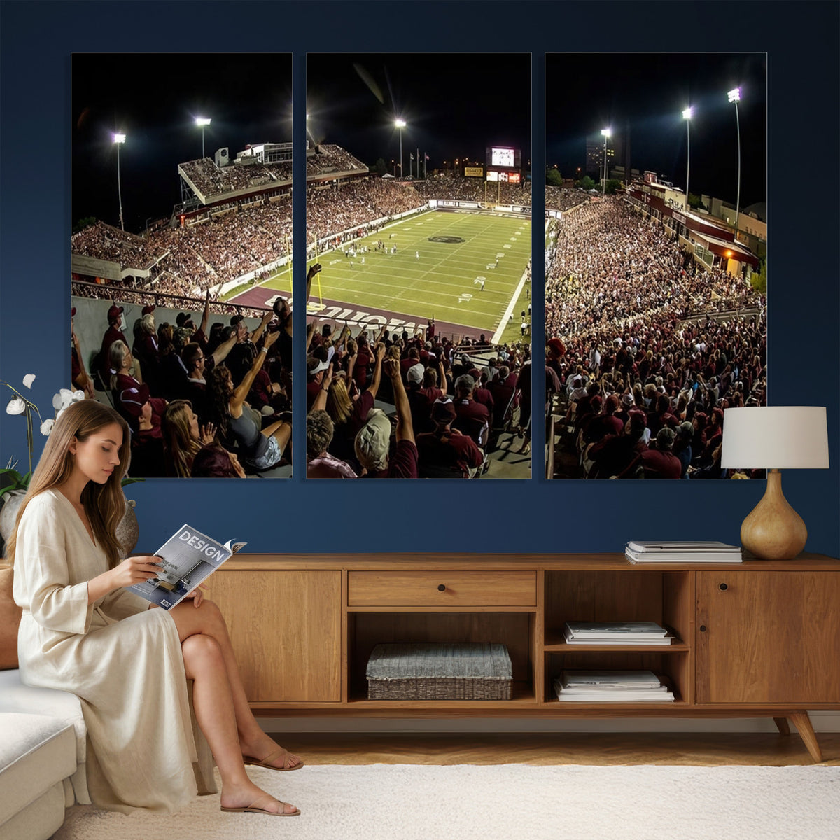 94126-MGV-CV-36X24 - Washington-Grizzly Stadium Canvas Wall Art | Exciting Game Night Atmosphere in Panoramic View